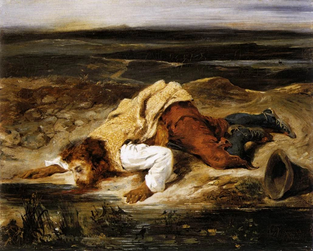 Un brigante ferito a morte placa la sua sete - Öffentliche Kunstsammlung, Basel